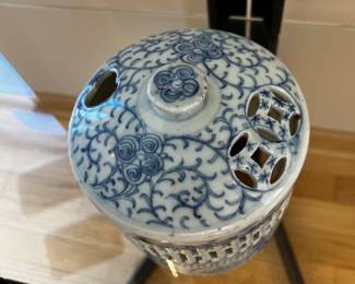 Chinese Blue and White Porcelain Incense Burner Late 19th century 