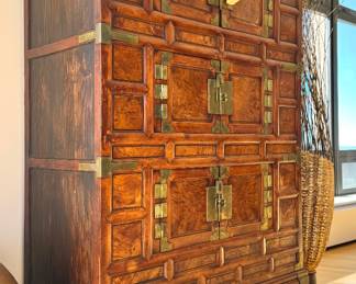 Chinese Fruitwood 6 Door Cabinet with Bronze Hardware ( 59"h x 40"w x 19"d) $4500 (150 lb)
