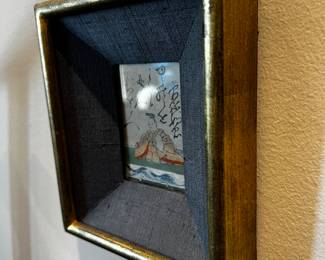 Edo Period Chinese Miniature Painting on paper ‘One hundred poems by one hundred poets’ Signed 
Framed 5”w x 6”h x 1.5”d
Art 2”w x 3”h
$ 200
