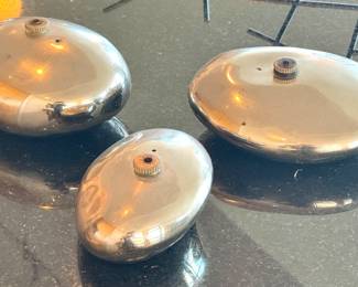 Unusual Silver / Chrome River Rock Oil Lamps (3) $200 (10 lb)