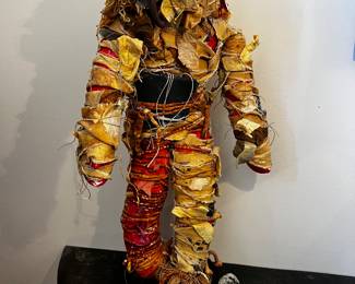 Diane Cooper sculpture mixed media Fabric/Wood/Metal  textured fabric Figure with Hook on metal stand (not signed)
22”h x11.5”w x 6” d
$ 15000
