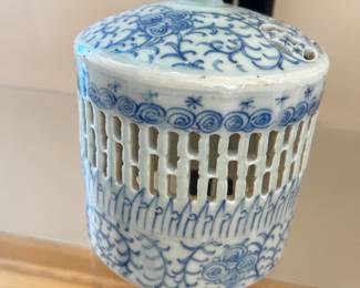 Chinese Blue and White Porcelain Incense Burner Late 19th century 