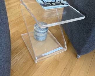 Vintage John Mascheroni Lucite Z Form Side End Table C.1970 Mid Century Modern 12w 18d 34h 40 pounds $400