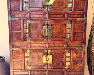 Chinese Fruitwood 6 Door Cabinet with Bronze Hardware ( 59"h x 40"w x 19"d) $4500 (150 lb)
