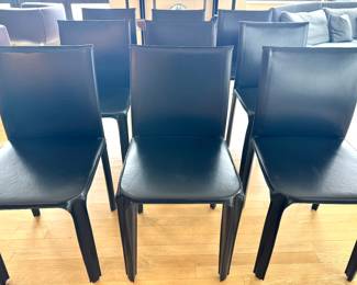 Mario Bellini For Cassina (10) Black Leather Dining Chairs (34”h x 18”w 17.5”) $4000  (250 lbs)