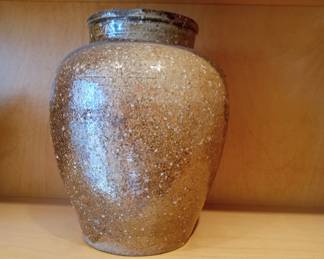 Large Speckled Art Pottery Vase defect on lip.
7 X 9 inch-5lb-$40