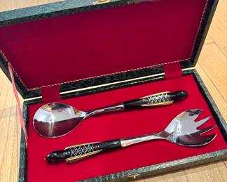 J&A Haddad Jezzine Fire Bird Serving Salad Spoon/Fork Set Inlay (12”w x 12”d) $75 (5 lb)