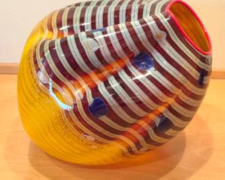 Dale Chihuly Cinnamon Macchia Glass Vessel (6”h x 7.5”w  X 7”d ) $3000 (3 lb)