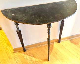 Metal Half Moon Console Table by Texas Sculptor  Stuart Kraft (26.5”h 28”w x 12”d) $1000 (50 lb)