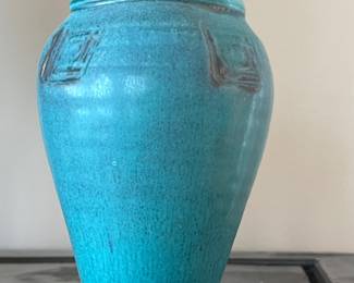 Pewabic pottery ceramic vase turquoise 6.5”h 2004 Detroit MI $60 Aprox 2lb
