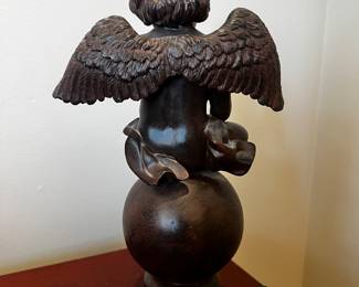 Pottery composite (resin?)sculpture of Cupid Cherub
12”h x 7”w x 5”d
$40