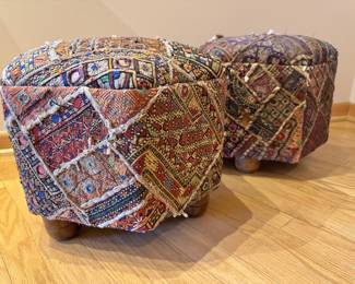 Rug and Carpet Hexagon Pouf Footstools (18”w x 13”h) $150 each (20 lb)