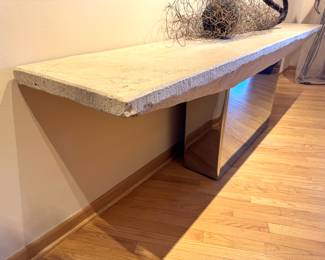 Textured Fiberglass and Mirror Base Entry Console Table (27”h x 96”w x 18”h) $12,000 (125 lb)