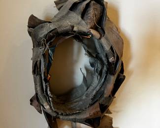 Diane Cooper Wall Installation Sculpture ‘Samurai’ 15”h x 10”w x 4.5”d mixed media
$5000
The Japanese aesthetic has been a major influence.
This work embodies the concept of seeing beauty in life’s detritus. Materials consisting of used bits and pieces of everyday life, including wood, leather, fiber and metal are often used in the condition in which they are found