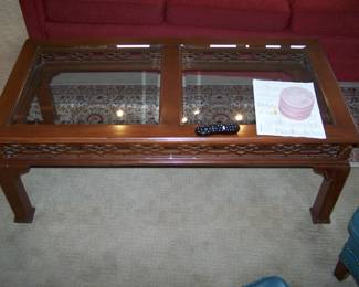 GLASS-TOP COFFEE TABLE