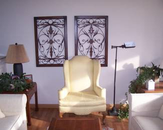 WING CHAIR & MISC. ***OWNER HAS REMOVED WALL ART FROM THE SALE