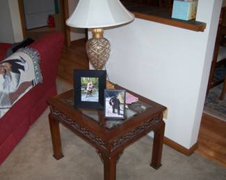 THE OTHER GLASS-TOP LAMP TABLE & LAMP