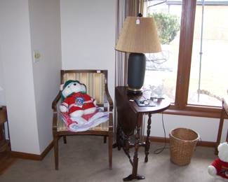 SIDE CHAIR, GATE-LEG TABLE, LAMP & ANOTHER HOLIDAY BEAR