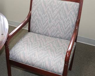 Item 23 4 Dark Brown and Fabric Conf Chairs