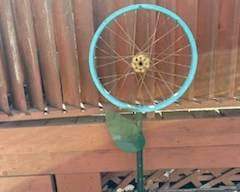 whimsical outdoor decor, upcycled