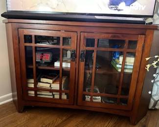 wooden tv stand/ entertainment display with windowed doors