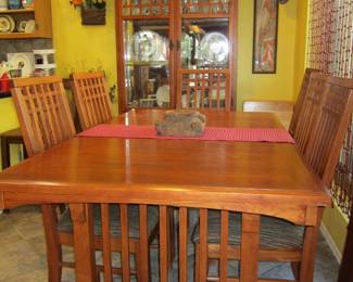 Mission Style Dining Table w/6 Chairs (1 leaf)