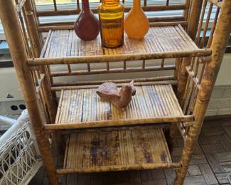 Rattan Plant Stand, Vases