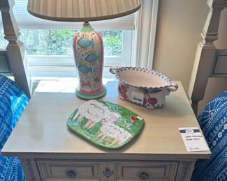Nightstand, Painted Fish Lamp