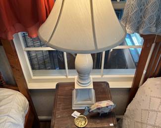 Wooden Side Table, Table Lamp