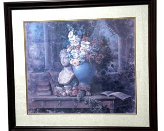 Framed Vase of Flowers with a Bust of Flora
