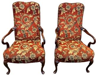 Vintage Upholstery Fabric Arm Chairs