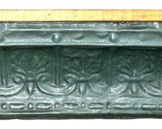 Rustic Green Metal and Wood Wall Shelf