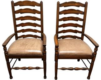 Antique Wavy Ladderback Arm Chairs