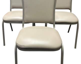 Three Stackable Metal Chairs