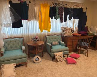 Estate Sale Moms Room clothes, desk