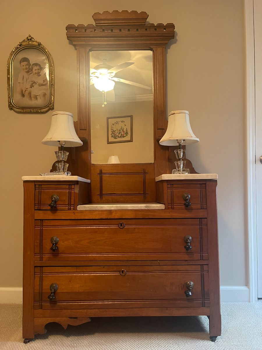 Early 20th century Eastlake marble top dresser.