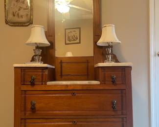 Early 20th century Eastlake marble top dresser.