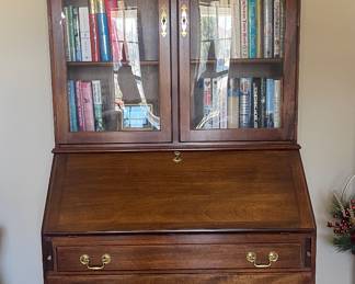 Spectacular vintage secretary desk with bubble glass on pristine condition 