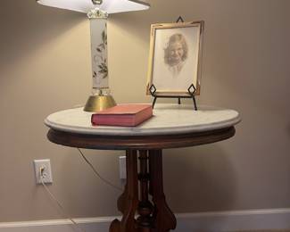 Vintage marble topped accent table