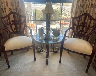 Maitland Smith Shield armed chairs