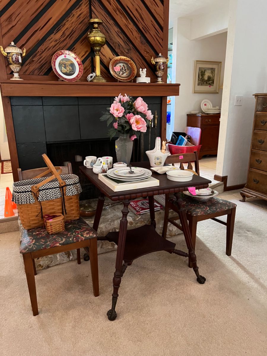 Pretty porcelain, antique furniture, Longaberger baskets, Beatrix Potter