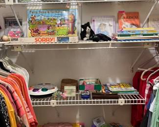 Clothing, linens, toys, games, books