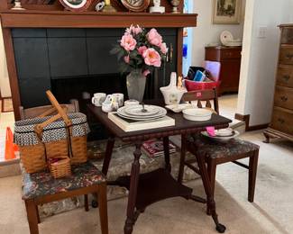 Pretty porcelain, antique furniture, Longaberger baskets, Beatrix Potter