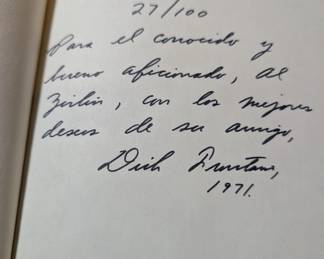 Inside page of Signed Collector's Edition of Los Toros by Dick Frontain
