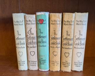Vintage hardcovers of The Settlement Cookbook