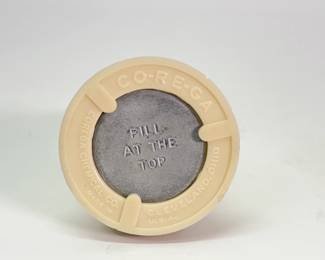 Closeup of Corega salt shaker