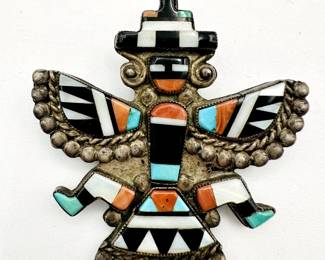 Vintage Native American southwest Zuni silver thunderbird design brooch