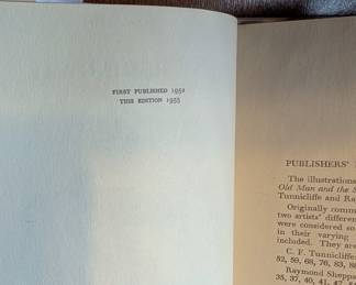 Inside page of The Old Man and the Sea by Ernest Hemingway, hardcover with dust jacket