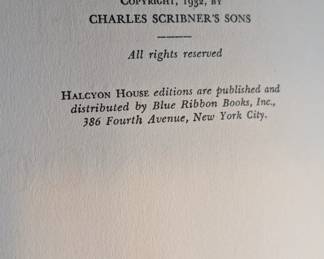 Inside page of a 1932 hardcover copy of Death in the Afternoon by Ernest Hemingway