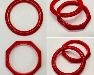 Pair of brilliant red bakelite bangle bracelets